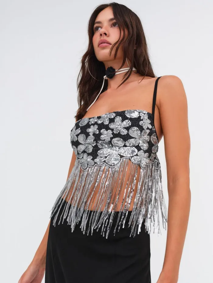 Women Tops For Love and Lemons Colette Crop Top Black