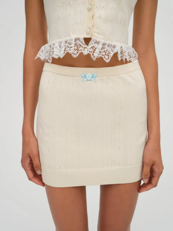 Women Tops For Love and Lemons Daniela Knit Mini Skirt Beige