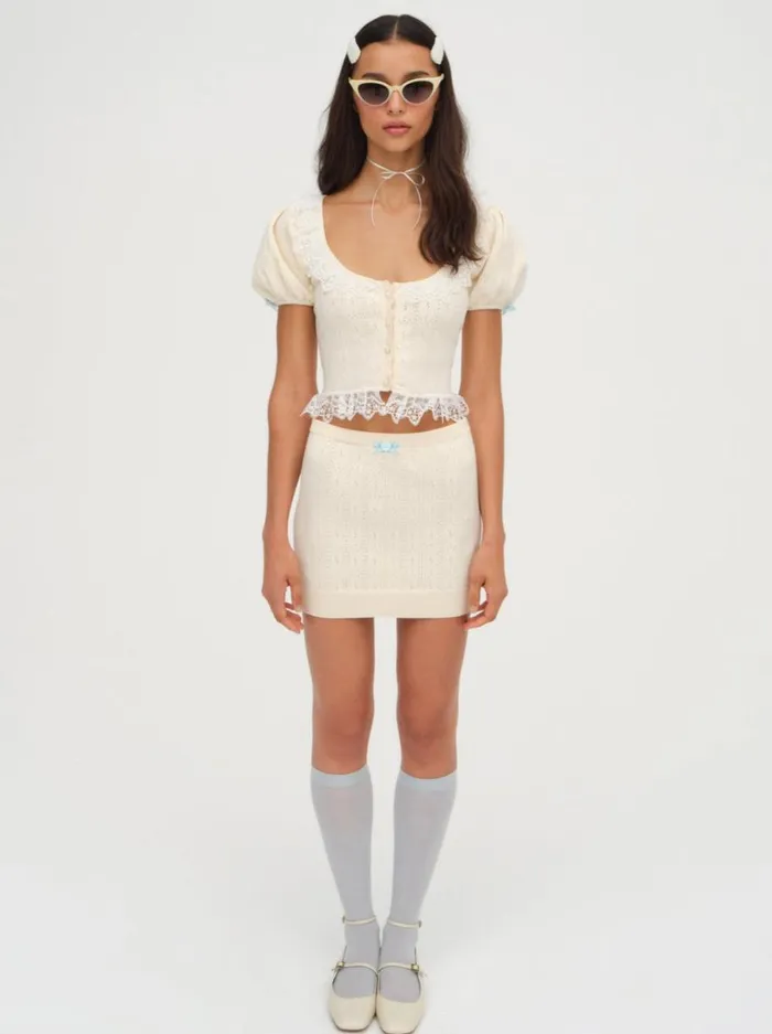 Women Tops For Love and Lemons Daniela Knit Mini Skirt Beige Women Tops For Love and Lemons Daniela Knit Mini Skirt Beige