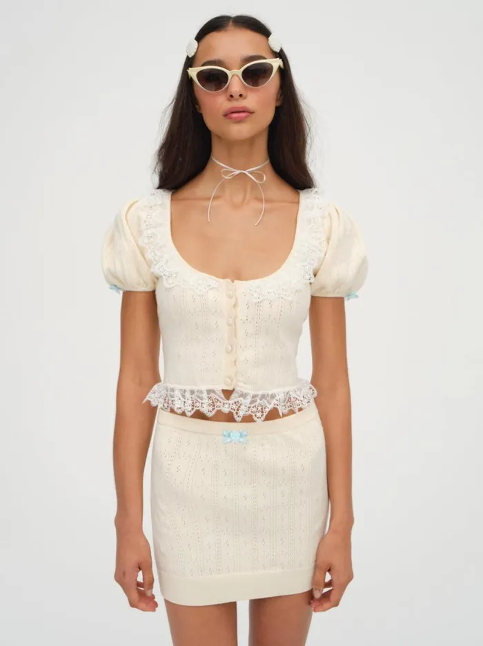 Women Tops For Love and Lemons Daniela Knit Mini Skirt Beige Women Tops For Love and Lemons Daniela Knit Mini Skirt Beige