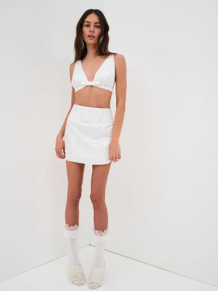 Women Tops For Love and Lemons Eva Crop Top White Women Tops For Love and Lemons Eva Crop Top White