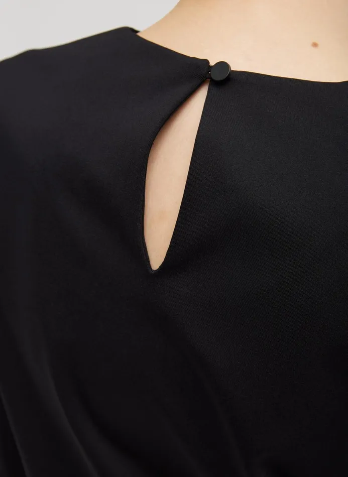 Women Tops Tibi Compact Ultra Stretch Knit Long Sleeve Slim Top Black