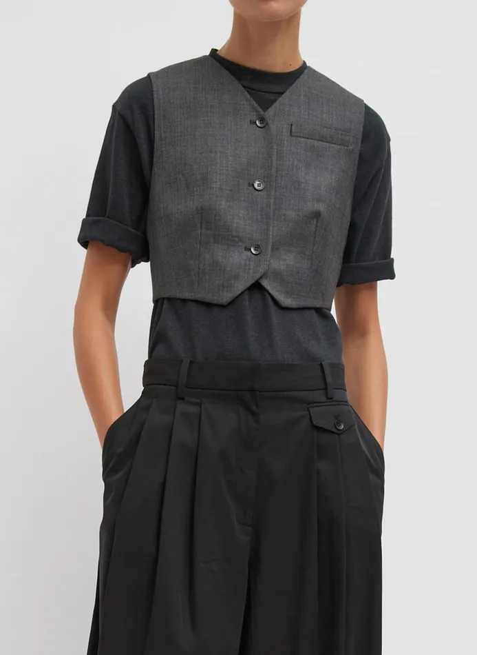 Women Tops Tibi Ellis Suiting Shrunken Vest Grey Multi