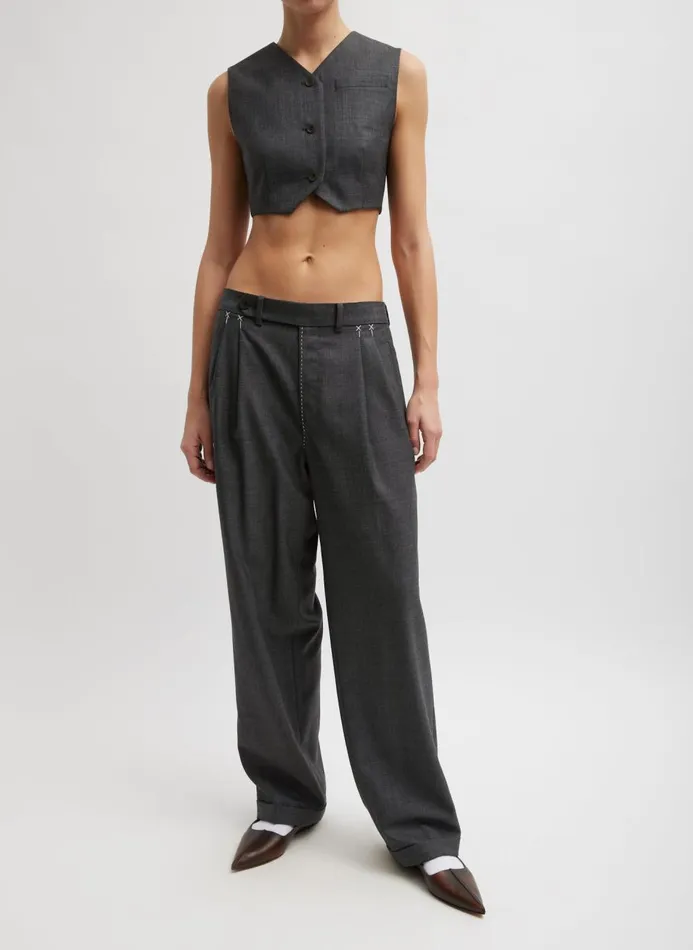 Women Tops Tibi Ellis Suiting Shrunken Vest Grey Multi