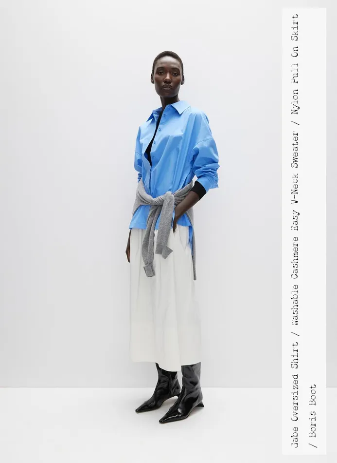Women Tops Tibi Gabe Oversized Shirt Newman Blue