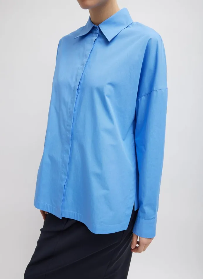 Women Tops Tibi Gabe Oversized Shirt Newman Blue