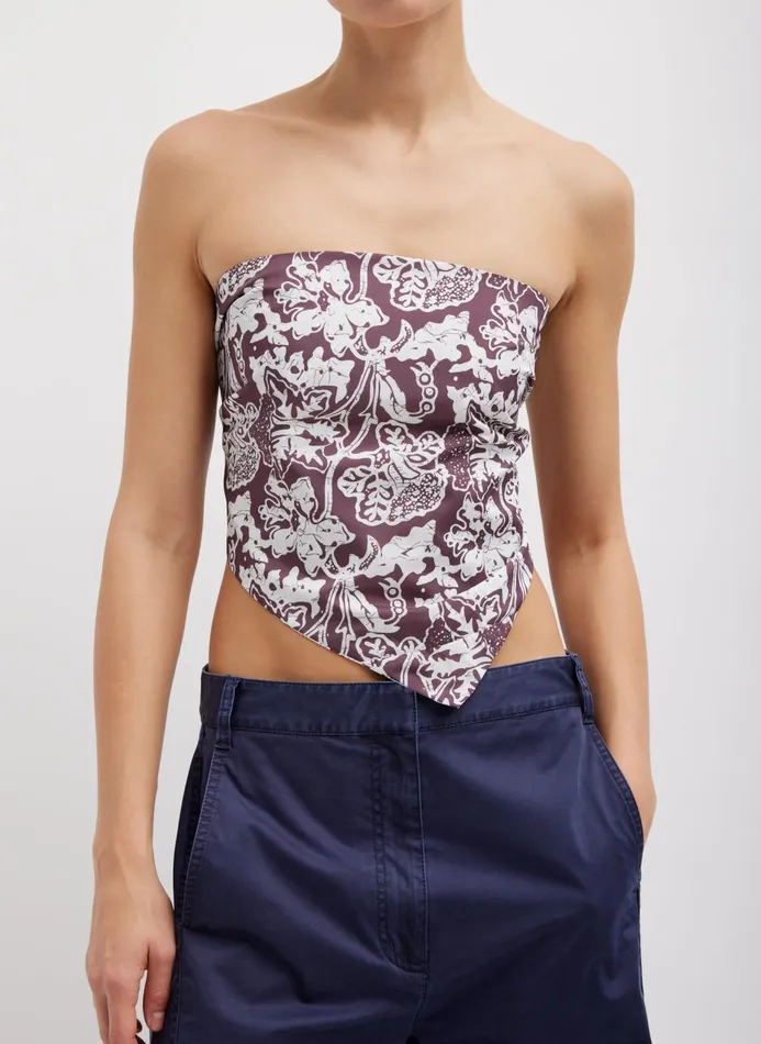 Women Tops Tibi Recycled Nylon Batik Strapless Bandeau Cinnamon Multi