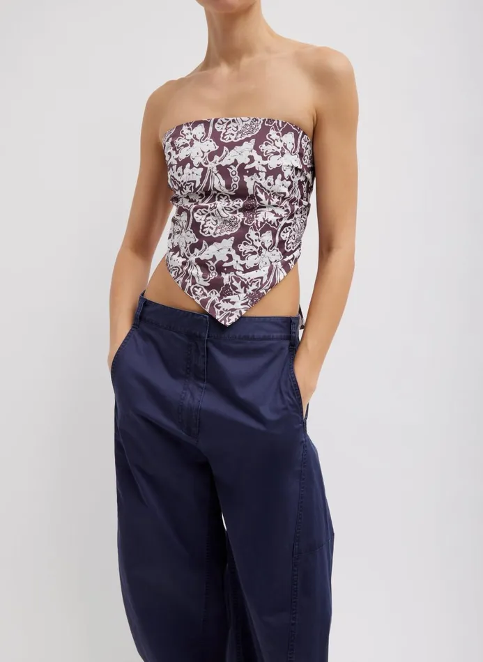 Women Tops Tibi Recycled Nylon Batik Strapless Bandeau Cinnamon Multi