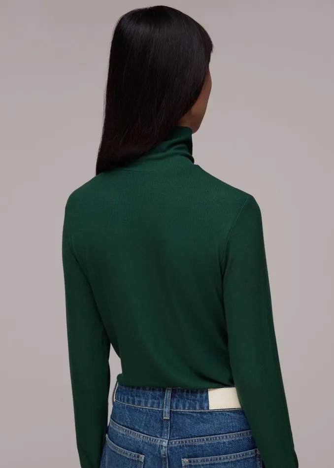 Women Tops Whistles Dark Green Essential Ribbed Polo