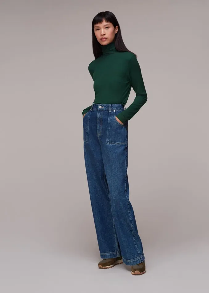 Women Tops Whistles Dark Green Essential Ribbed Polo
