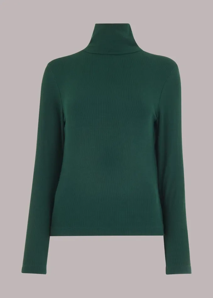 Women Tops Whistles Dark Green Essential Ribbed Polo