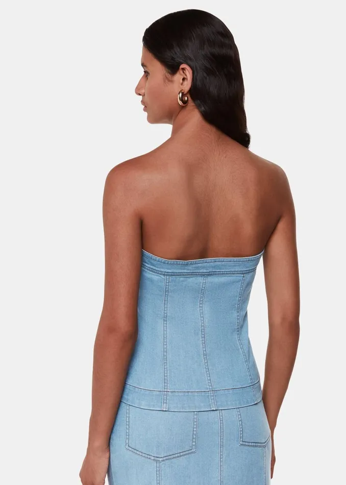 Women Tops Whistles Denim Corset Top