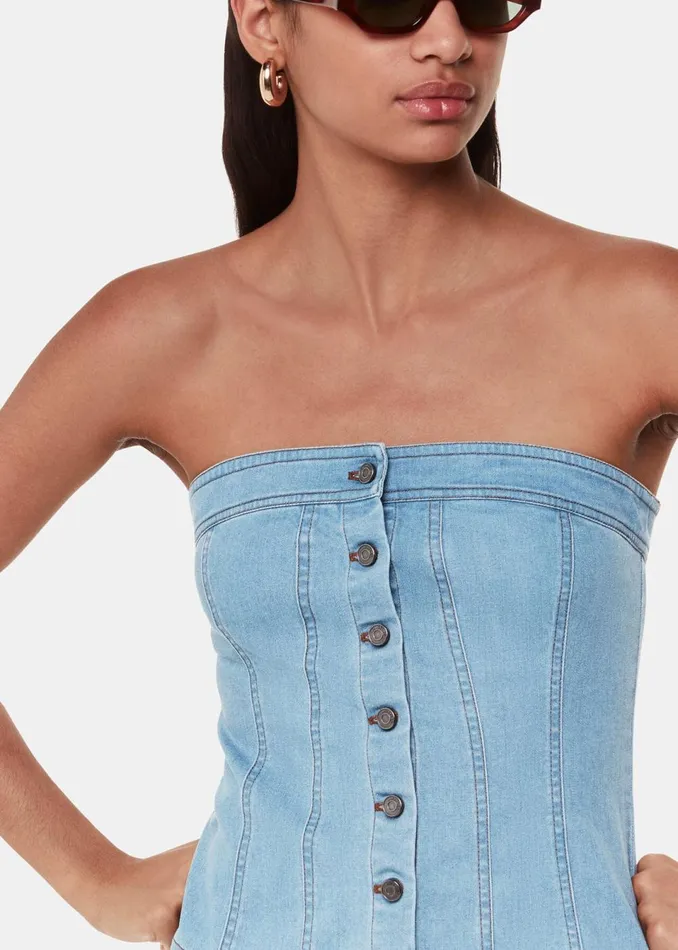 Women Tops Whistles Denim Corset Top