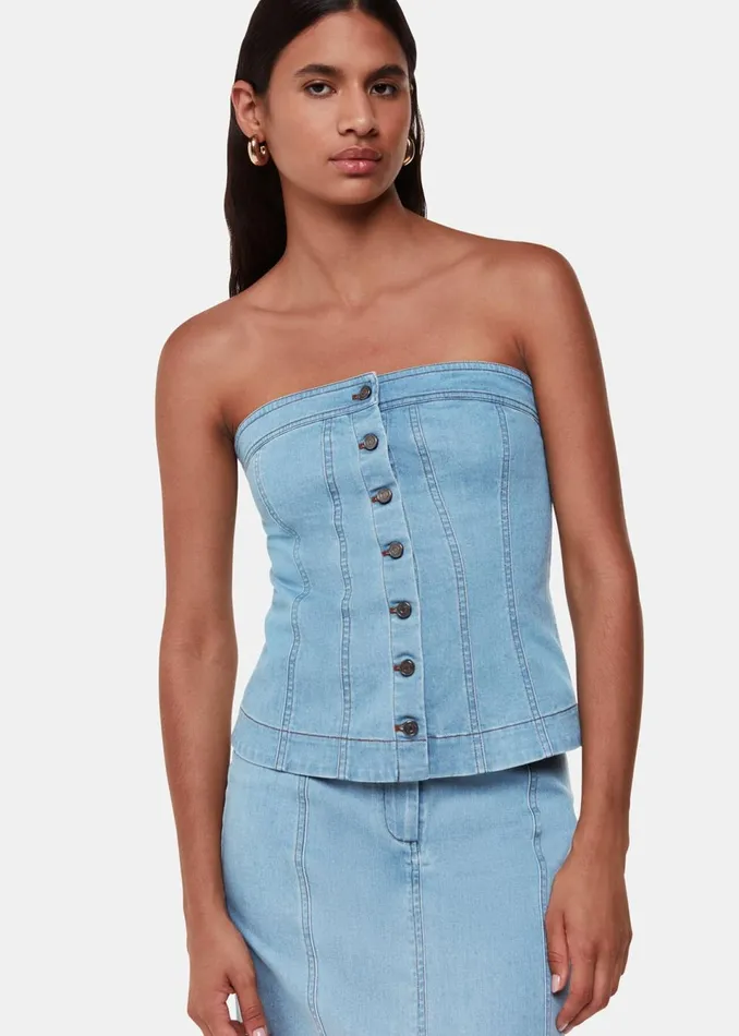 Women Tops Whistles Denim Corset Top