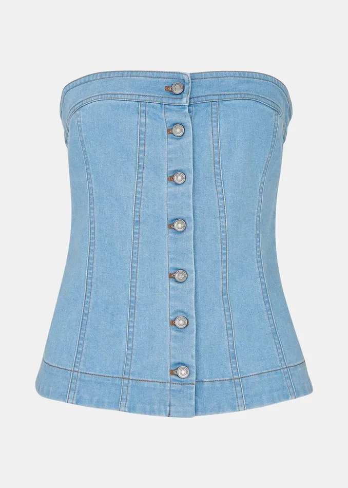 Women Tops Whistles Denim Corset Top