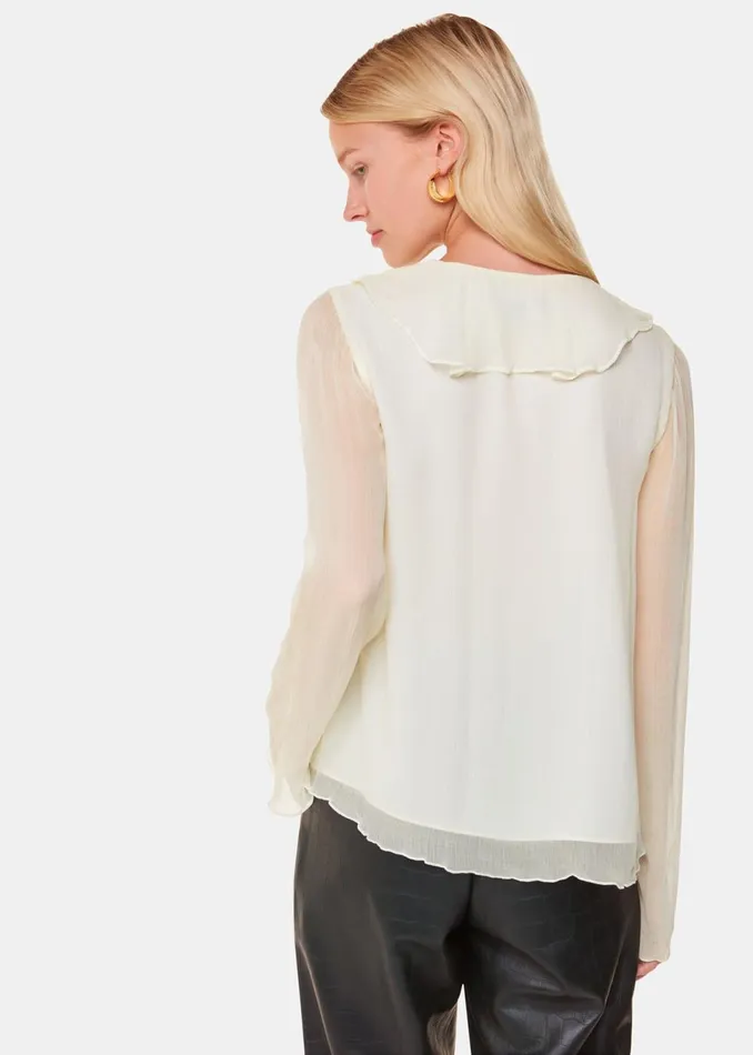 Women Tops Whistles Ivory Ruffle Collar Detail Blouse