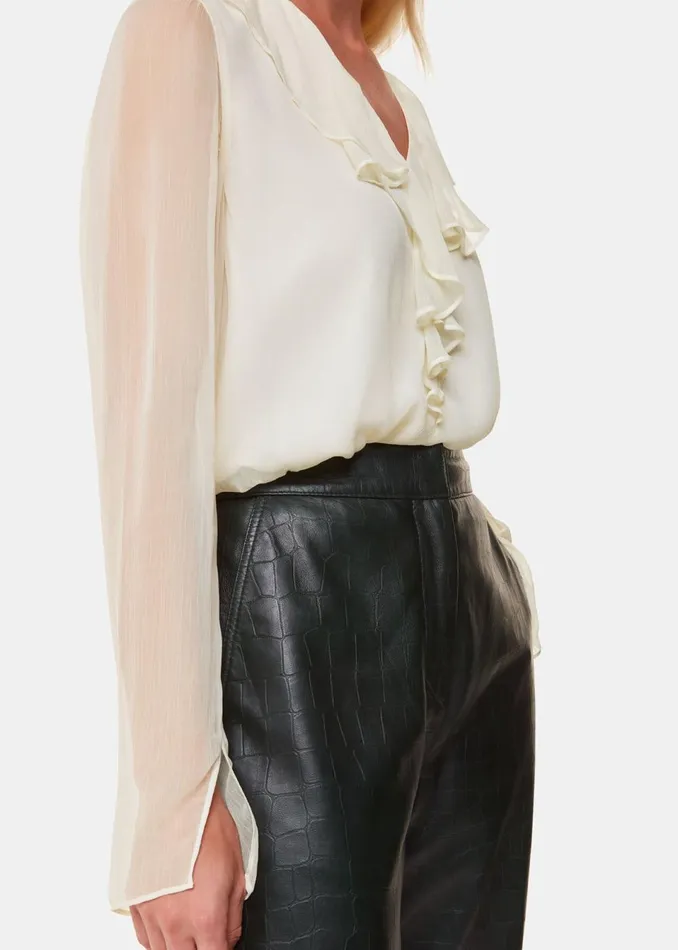 Women Tops Whistles Ivory Ruffle Collar Detail Blouse