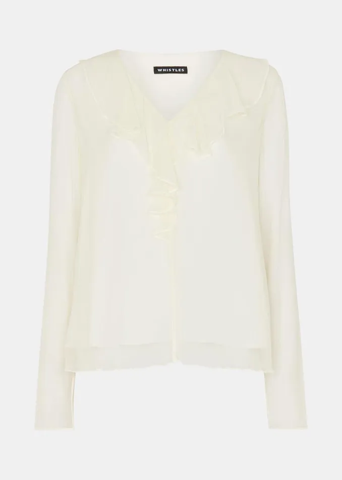 Women Tops Whistles Ivory Ruffle Collar Detail Blouse