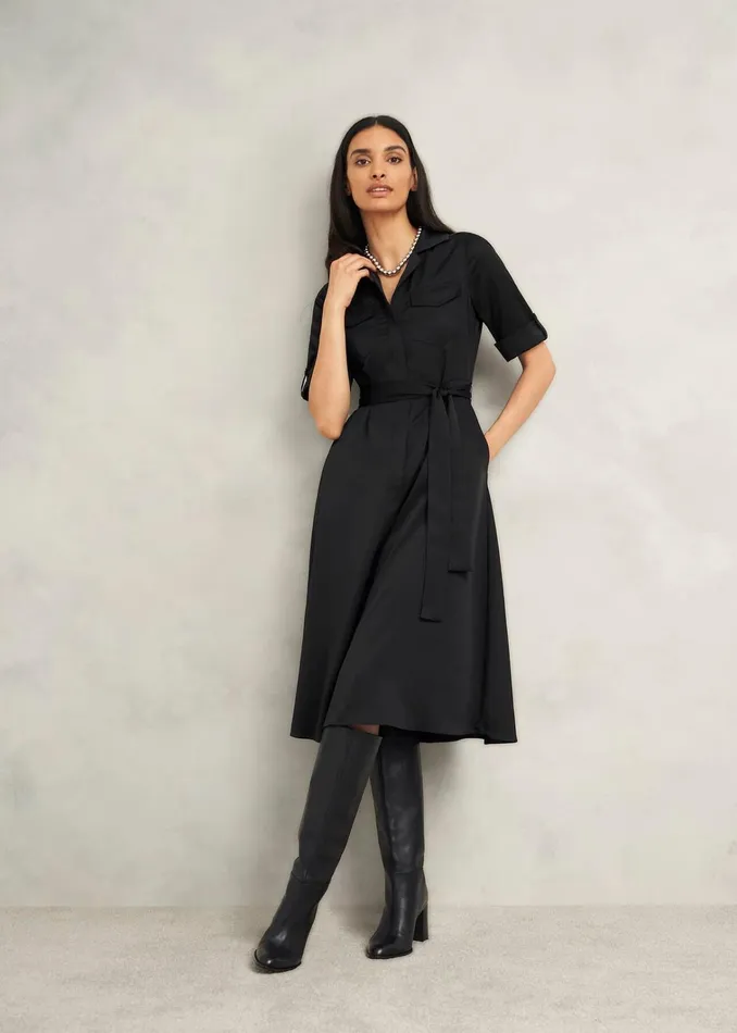 Women Towneley Satin Dress Black Hobbs Dresses and Jumpsuits