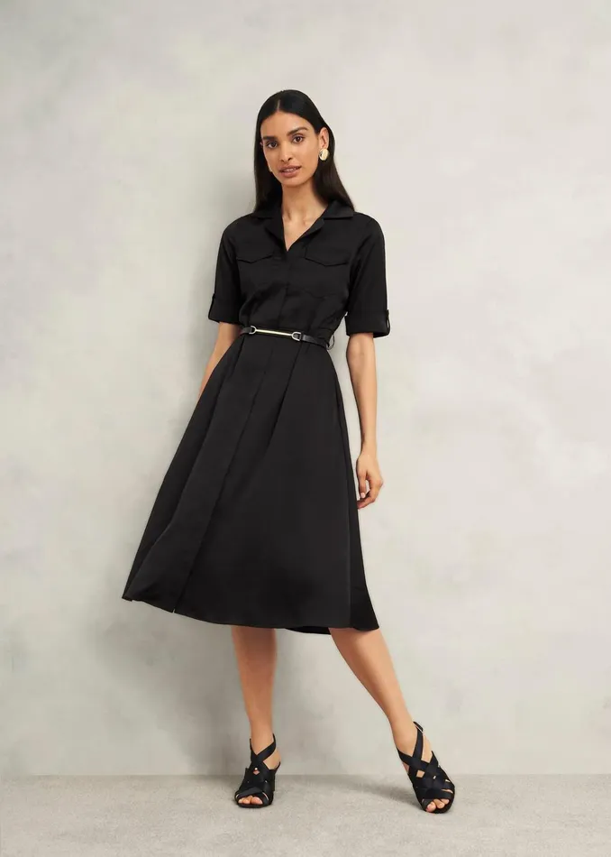 Women Towneley Satin Dress Black Hobbs Dresses and Jumpsuits