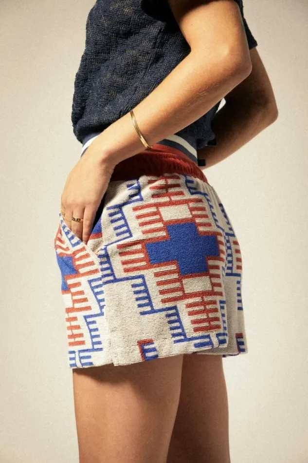Women Trail Terry Cloth Short Electronic Indigo Pattern Brixton Shorts