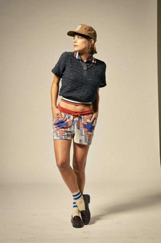 Women Trail Terry Cloth Short Electronic Indigo Pattern Brixton Shorts