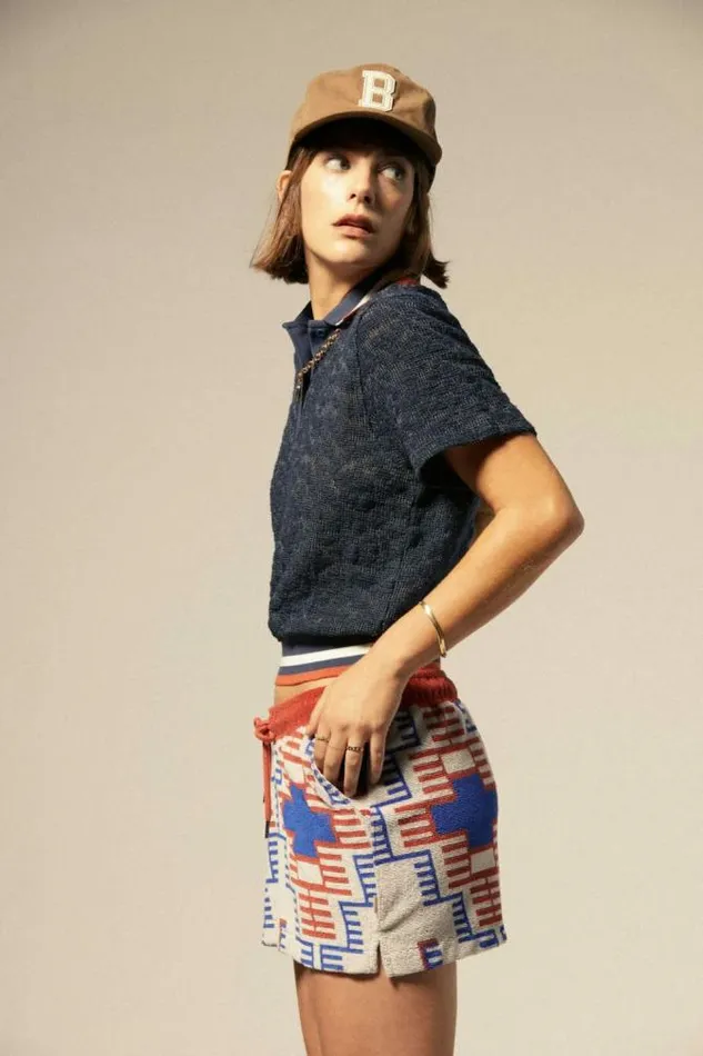 Women Trail Terry Cloth Short Electronic Indigo Pattern Brixton Shorts