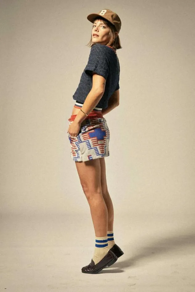 Women Trail Terry Cloth Short Electronic Indigo Pattern Brixton Shorts