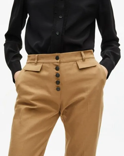 Women Trousers and Jeans The Kooples Beige Cotton And Linen Flared Pants Beige