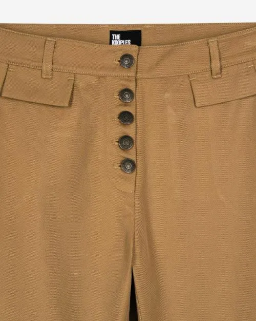 Women Trousers and Jeans The Kooples Beige Cotton And Linen Flared Pants Beige