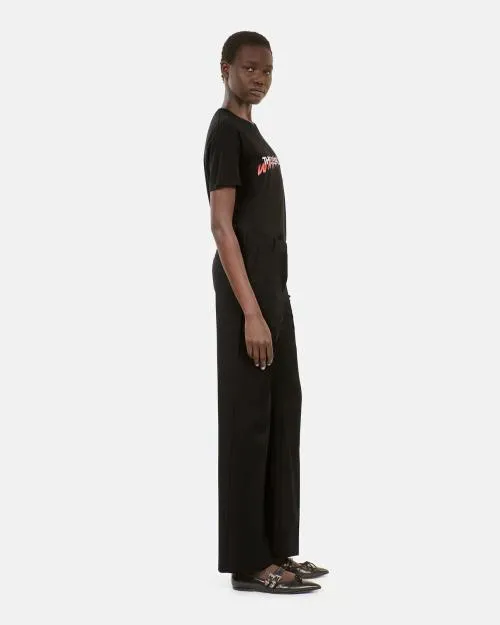 Women Trousers and Jeans The Kooples Black Wool Suit Trousers Straight Cut Black