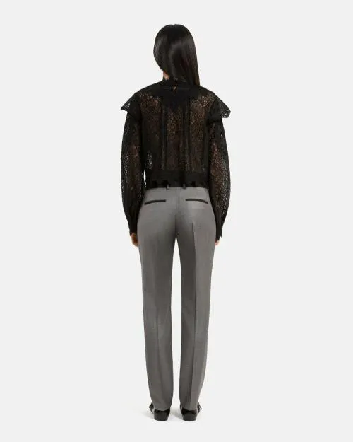 Women Trousers and Jeans The Kooples Fitted Gray Suit Pants Dark Grey
