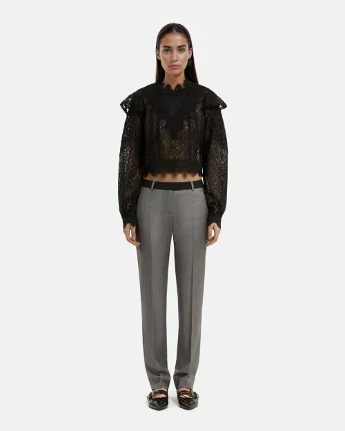 Women Trousers and Jeans The Kooples Fitted Gray Suit Pants Dark Grey