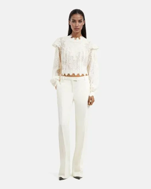 Women Trousers and Jeans The Kooples WideLeg Ecru Tuxedo Pants Ecru