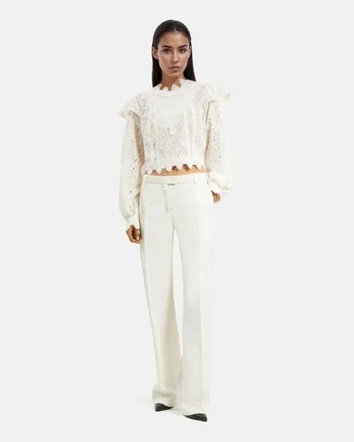 Women Trousers and Jeans The Kooples WideLeg Ecru Tuxedo Pants Ecru