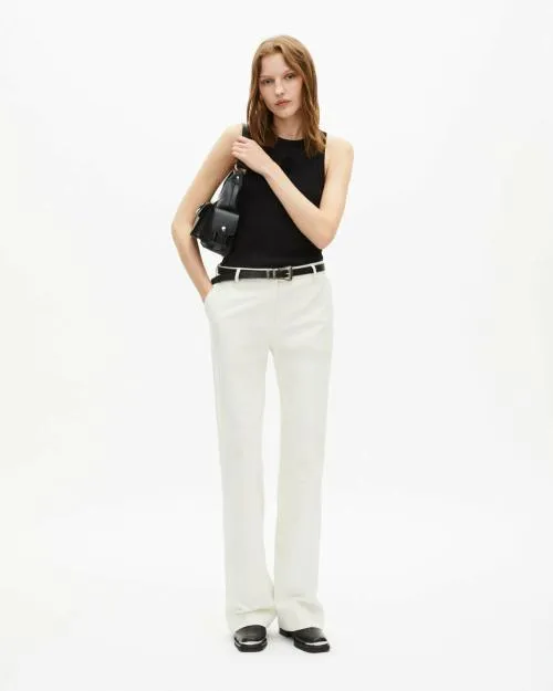 Women Trousers and Jeans The Kooples WideLegged Suit Pants In Ecru Cotton White Women Trousers and Jeans The Kooples WideLegged Suit Pants In Ecru Cotton White
