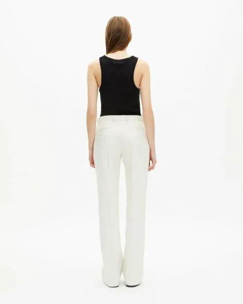 Women Trousers and Jeans The Kooples WideLegged Suit Pants In Ecru Cotton White