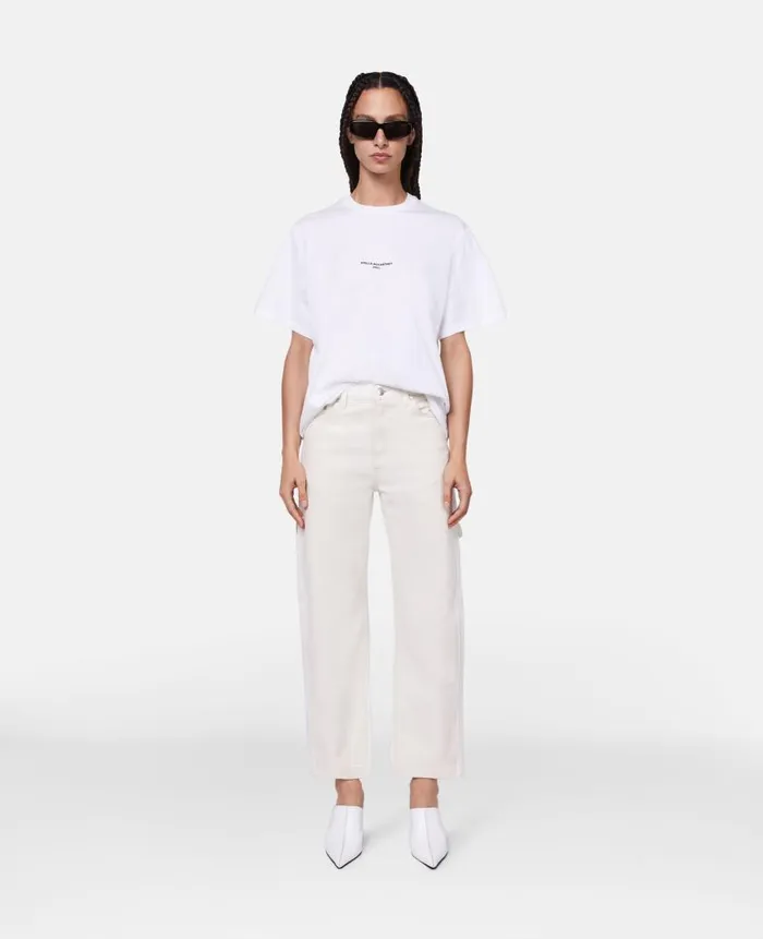 Women Trousers And Shorts Stella McCartney Banana Leg Utility Jeans Ecru Women Trousers And Shorts Stella McCartney Banana Leg Utility Jeans Ecru