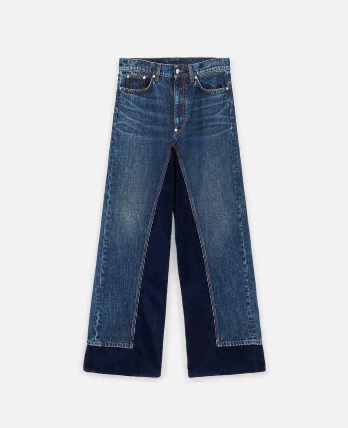 Women Trousers And Shorts Stella McCartney Corduroy HighRise Straight Leg Jeans Dark Wash Blue Denim Women Trousers And Shorts Stella McCartney Corduroy HighRise Straight Leg Jeans Dark Wash Blue Denim