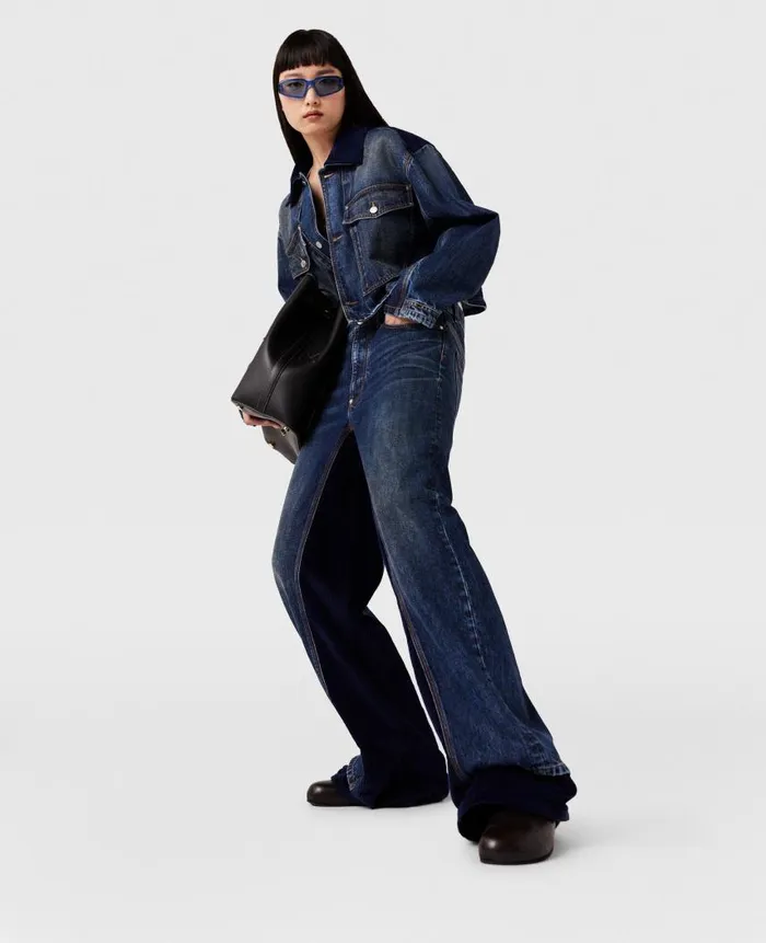 Women Trousers And Shorts Stella McCartney Corduroy HighRise Straight Leg Jeans Dark Wash Blue Denim