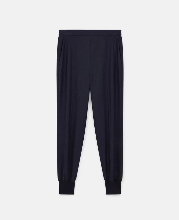 Women Trousers And Shorts Stella McCartney Elasticated Wool Sweatpants Deep Navy Women Trousers And Shorts Stella McCartney Elasticated Wool Sweatpants Deep Navy