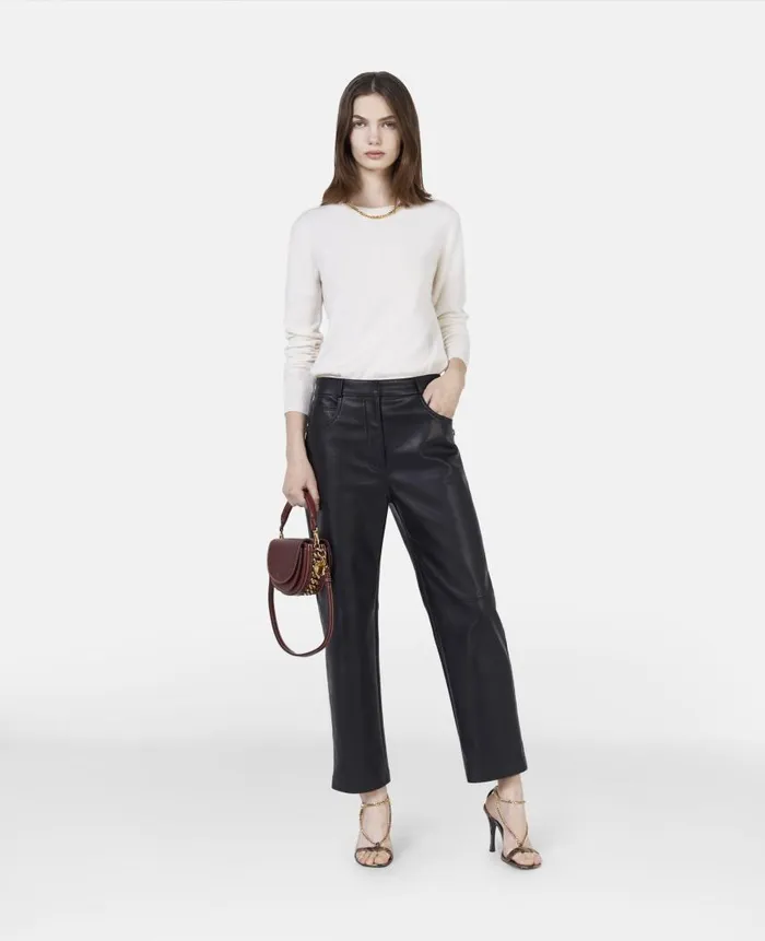 Women Trousers And Shorts Stella McCartney Stella Iconics Alter Mat Straight Leg Trousers Black