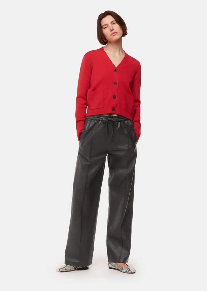 Women Trousers Whistles Black Elasticated Leather Trouser