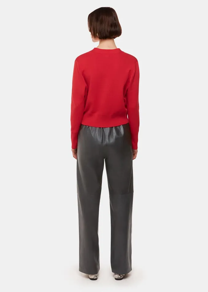 Women Trousers Whistles Black Elasticated Leather Trouser