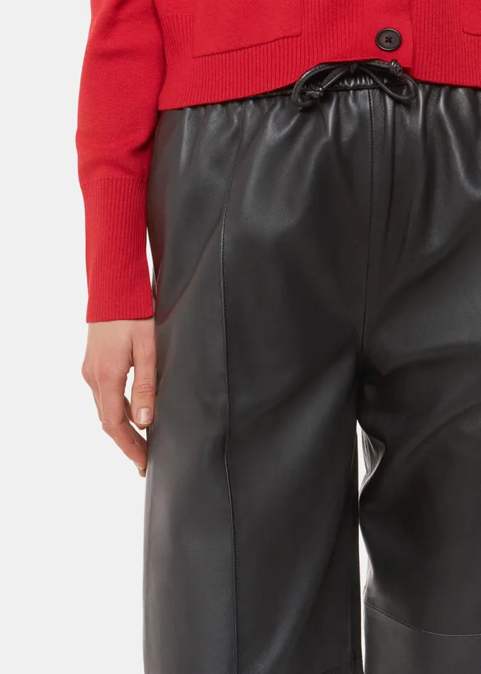 Women Trousers Whistles Black Elasticated Leather Trouser