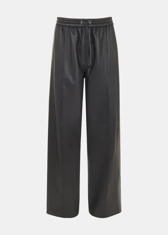 Women Trousers Whistles Black Elasticated Leather Trouser