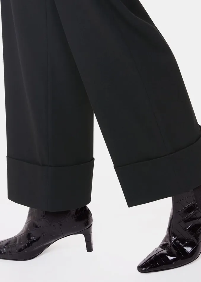 Women Trousers Whistles Black Sabrina Turn Up Trouser