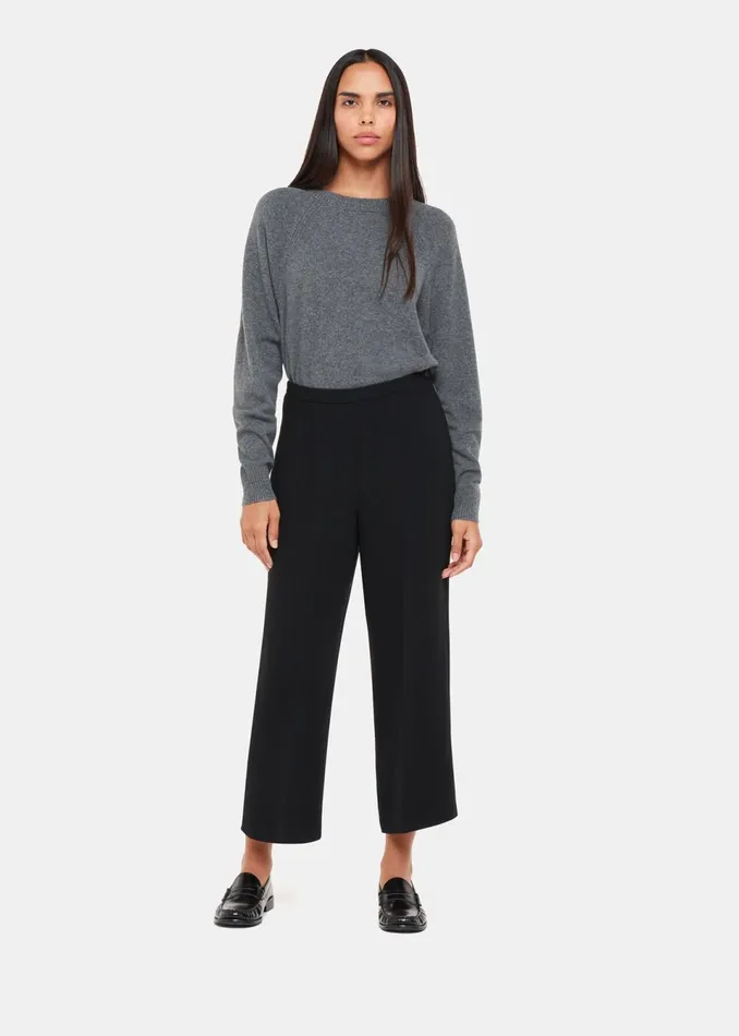 Women Trousers Whistles Black Wide Leg Cropped Trouser