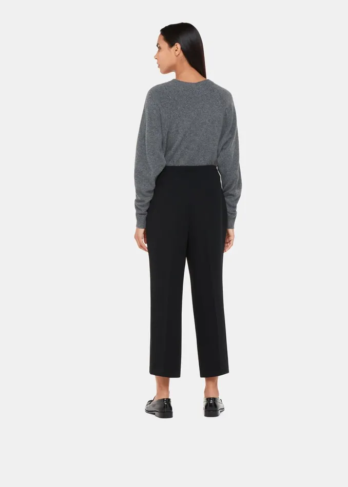 Women Trousers Whistles Black Wide Leg Cropped Trouser