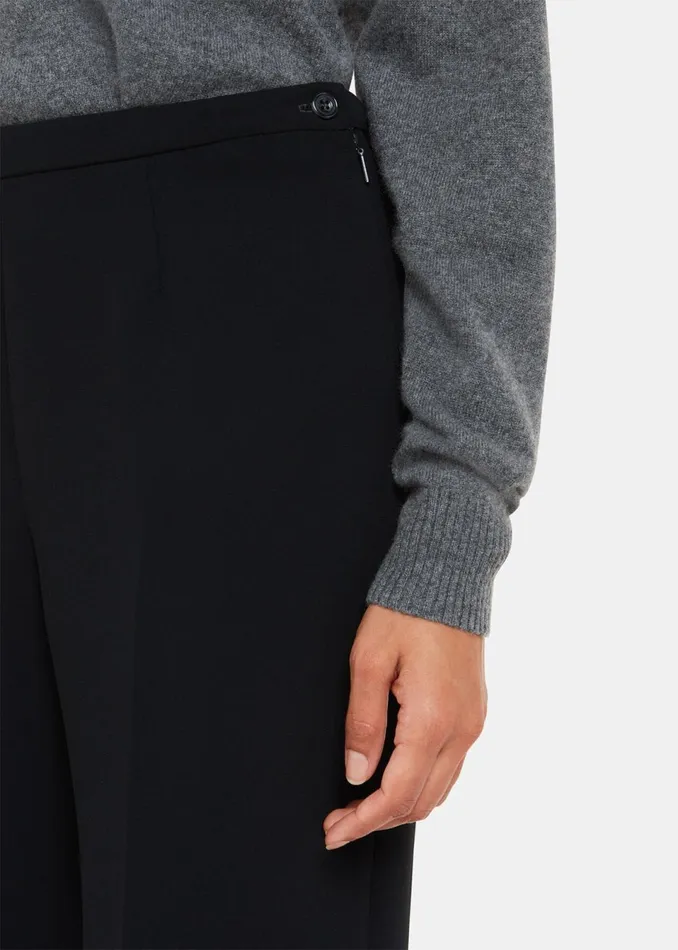 Women Trousers Whistles Black Wide Leg Cropped Trouser
